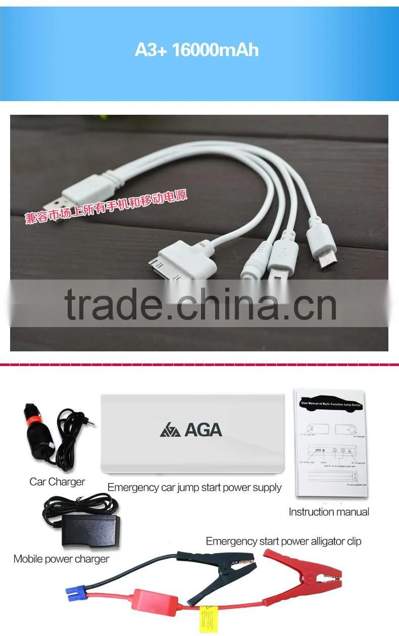 AGA A3 12v plus Lithium-Polymer Car Jump Starter And Car Power Bank For Petrol And Diesel Vehicles