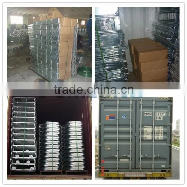 Metal wire mesh folding warehouse rolling cart