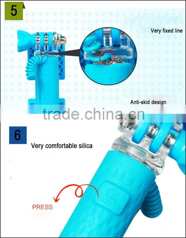 Fashion design self-pole monopod with cable take pole handled stick,Since the shaft