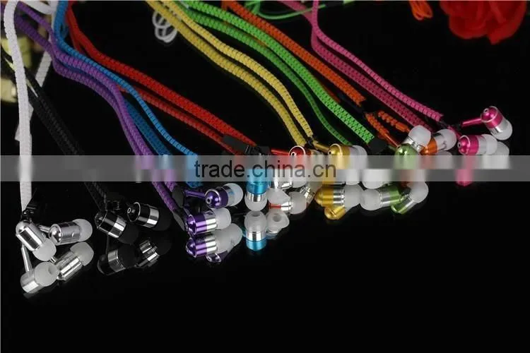 Fancy zipper earphone for mobile phone, mobile zipper earphone