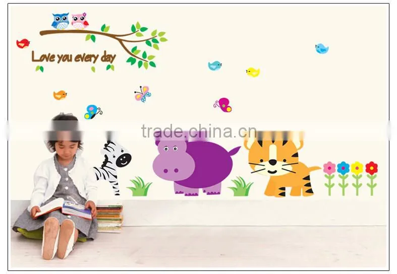 ALFOREVER the owl with other animals wall sticker,owl pvc sticker