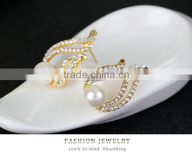 Luxury Brand Imitation Pearl Necklace Earrings Wedding Jewelry Sets Vintage Fashion Crystal Bridal Jewellery Set for Women Gift