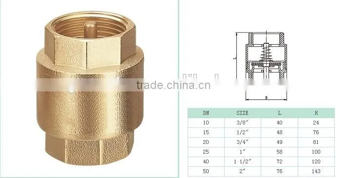 Brass one way check valve