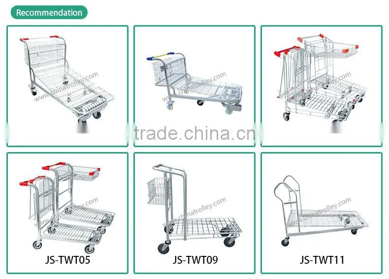 New Arrival Big Size Grocery Warehouse Storage Trolley Carts With 4 Wheels JS-TWT05