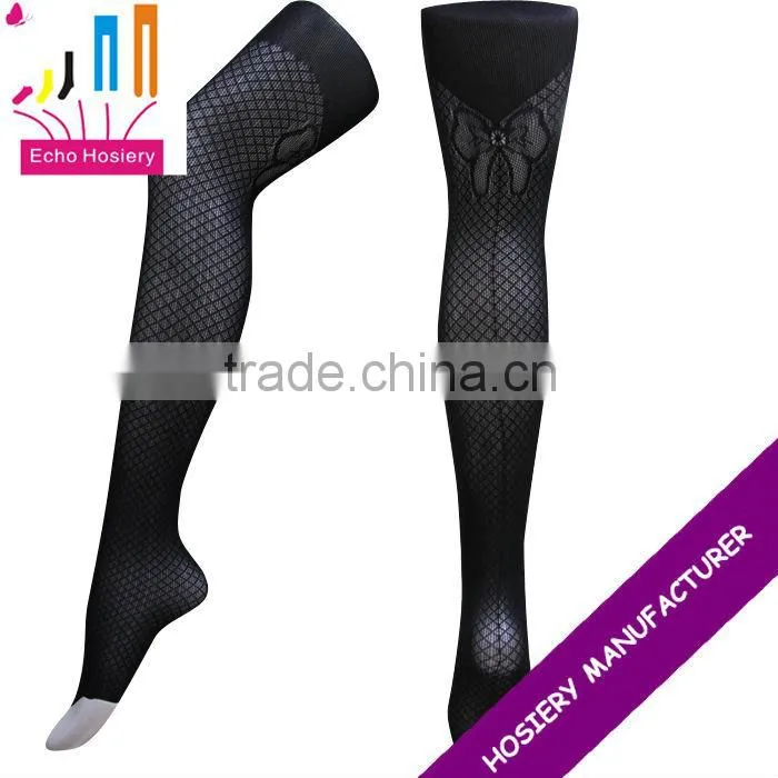 women fishnet tights with bow at back