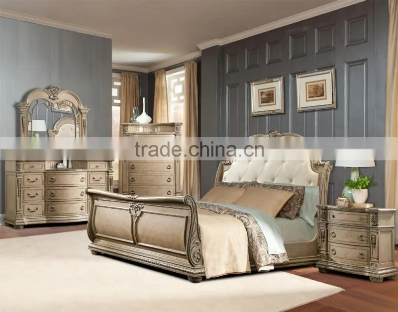 american style Monaco Sleigh Bed / chestnut teenager bedroom model AS-B40