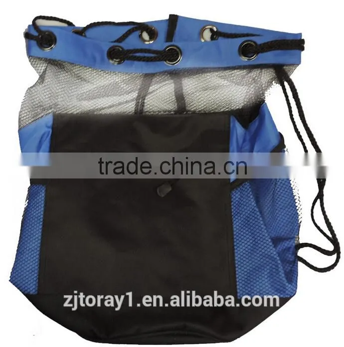 Mesh Nylon Drawstring Laundry Bag With Zippered Pockets