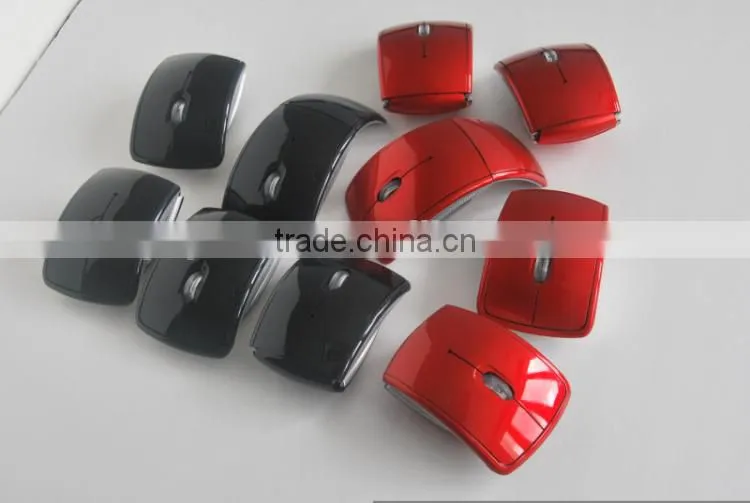 LOW MOQ Promotion Mini USB 2.4Ghz Snap-in Transceiver Optical Foldable Folding Arc Wireless Mouse for PC Laptop Computer Mice