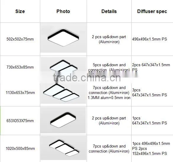 60w+60w retangular black room light