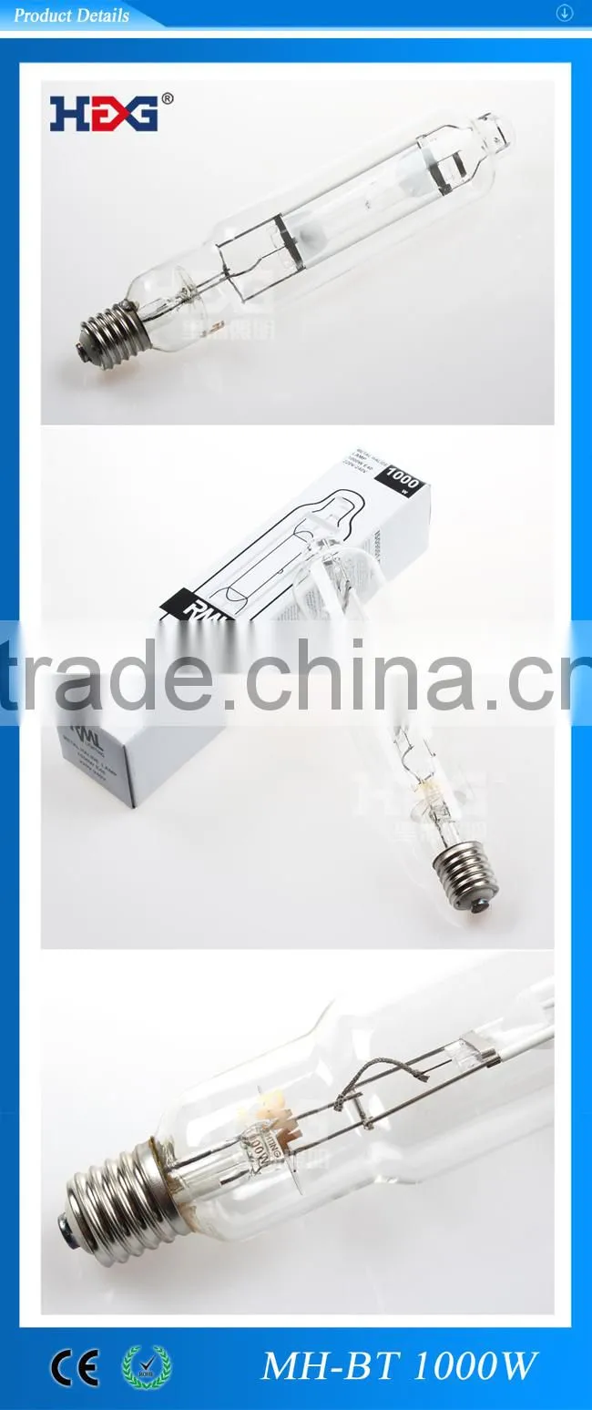 220V, 380V 1000w metal halide lamp, long lifetime guarantee, E40, CE approved