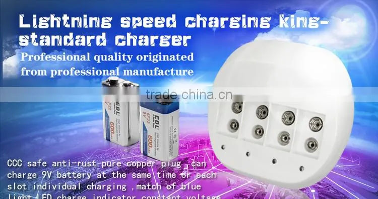 2016 Wholesale Price 9V Portable Battery Charger For Li-ion Rechargeable Batteries, 4 Bay
