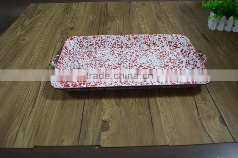 9092 Enamel big camping baking rectangle tray
