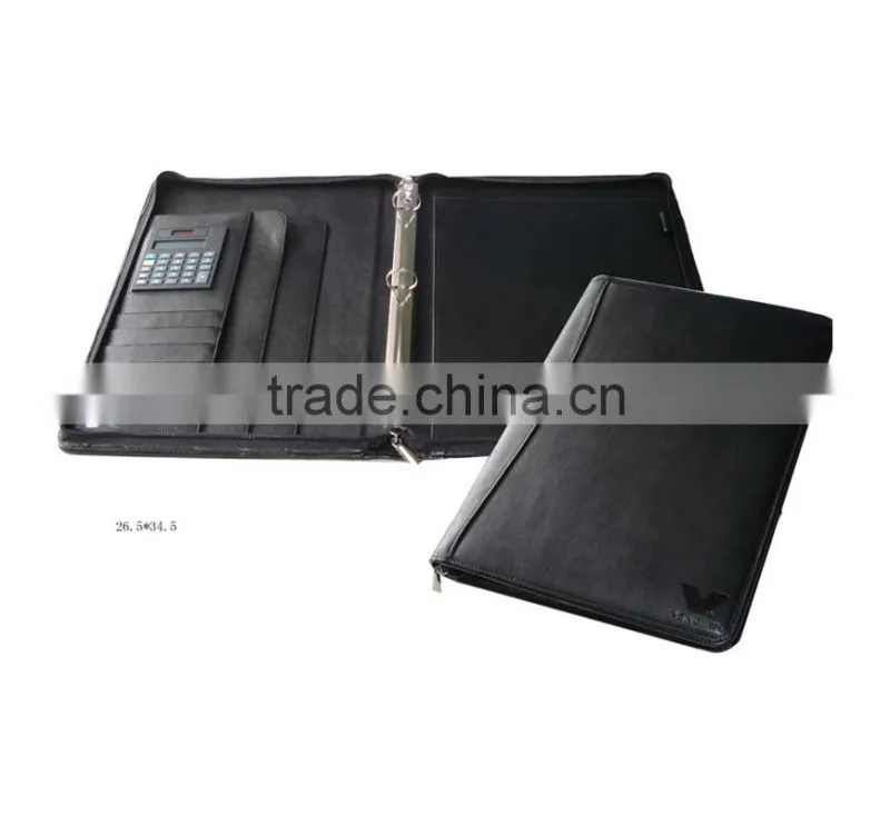 Office Supply A4 Leather Bound Ring Binder Folder
