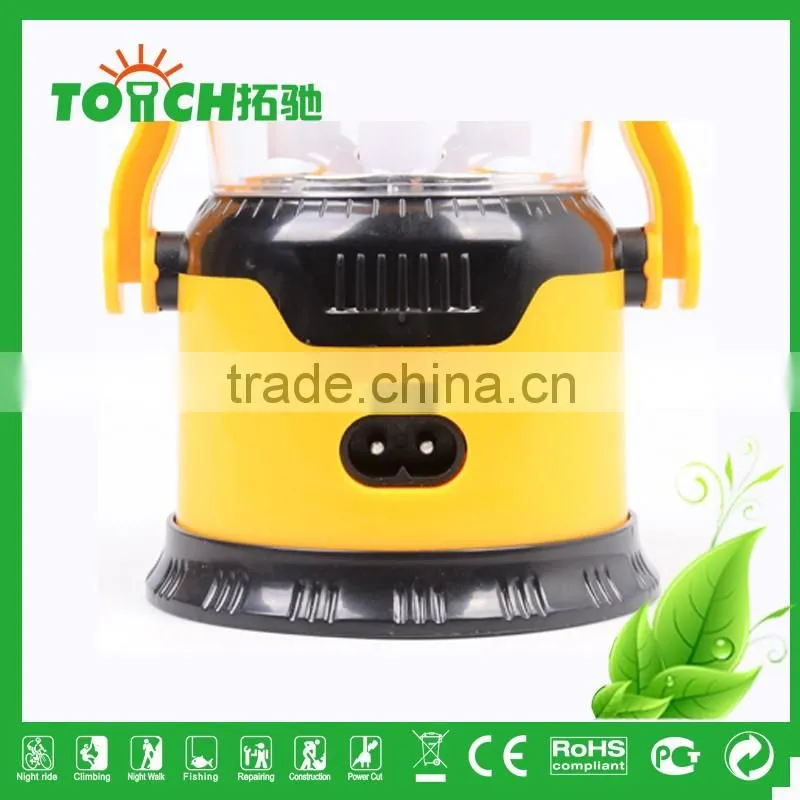 Vintage Design Red&Yellow Color ABS Plastic Lantern Solar LED Camping Light with 3w Torch Light