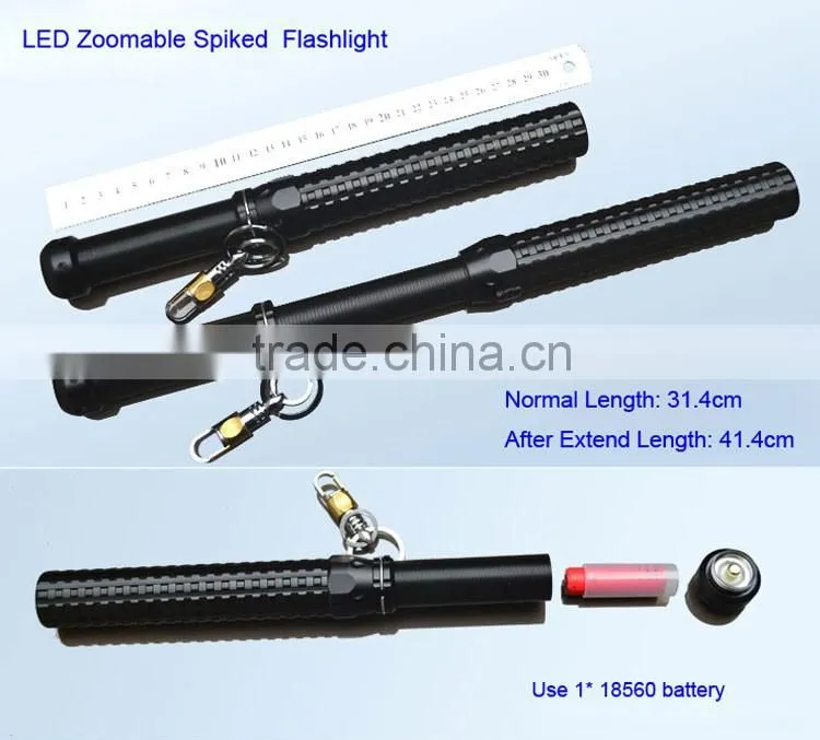 Outddor Aluminum Rechargeable Self defense LED Baton Flashlight
