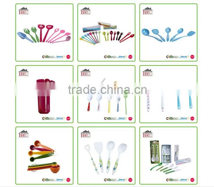 Reusable durable melamine plastic salad spoon and fork, kitchen utensil set