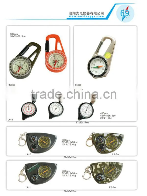 DC40-2 school math compass,carabiner keychain with compass,hook compass