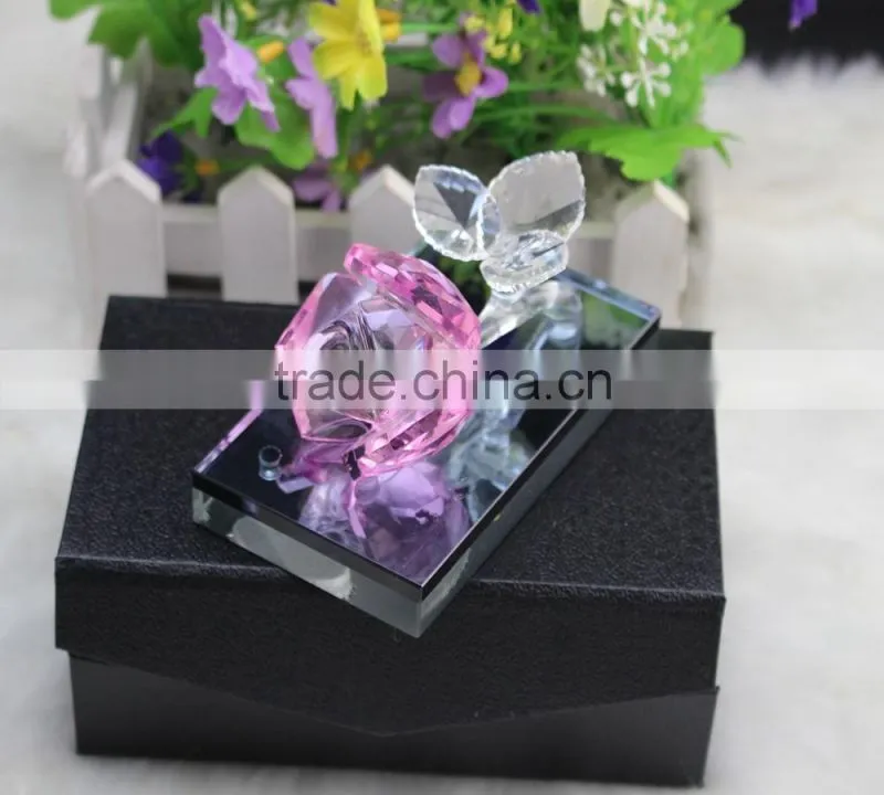 Factory directly sale hot seller high quality crystal rose with base togther for hot selling