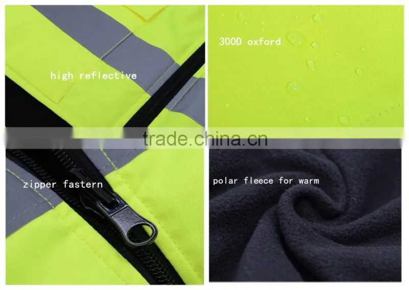 fluorescent yellow waterproof high visibility winter safety warm jacket