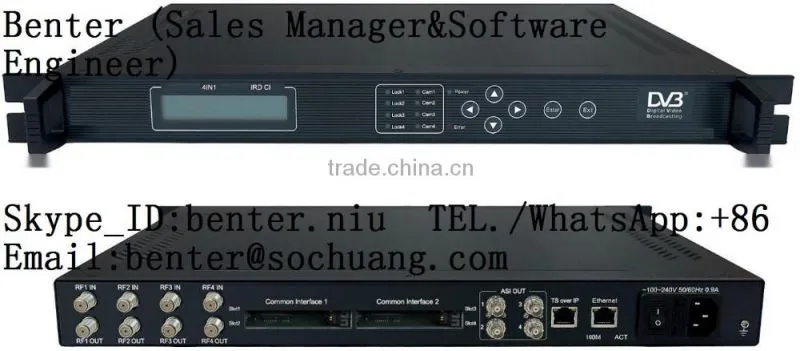 dvb-s2 to ip mpts headend(DisEqc/22KHz,8*DVB-S2 in,IP/UDP(8 MPTS multicast) Gigabit out)