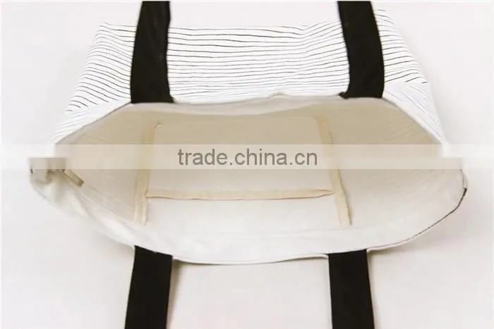 Navy Strap Style Cotton Canvas Tote Shopping Bag