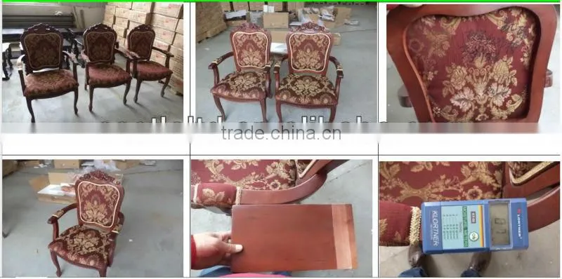 Stocking Solid wood hand carved pattern arm chair,antique style accent chair with fabric cushion