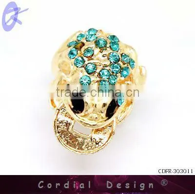 hot sale colour rhinestone fashion cheap spittor ring