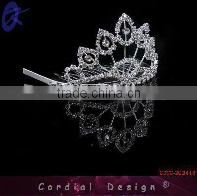Cheap Wholesale Fashion Tiara Crown Rhinestone Hair Comb Accessory