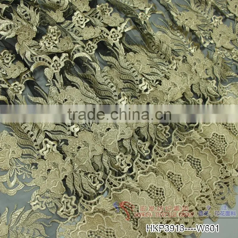 2015 80cm Width gold metallic water soluble lace 3D mesh wide lace trim