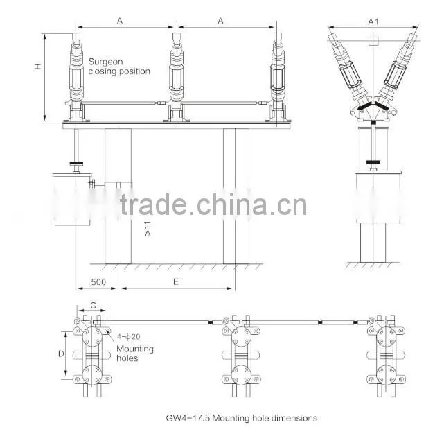 GW5 series outdoor ac high voltage disconnect switch