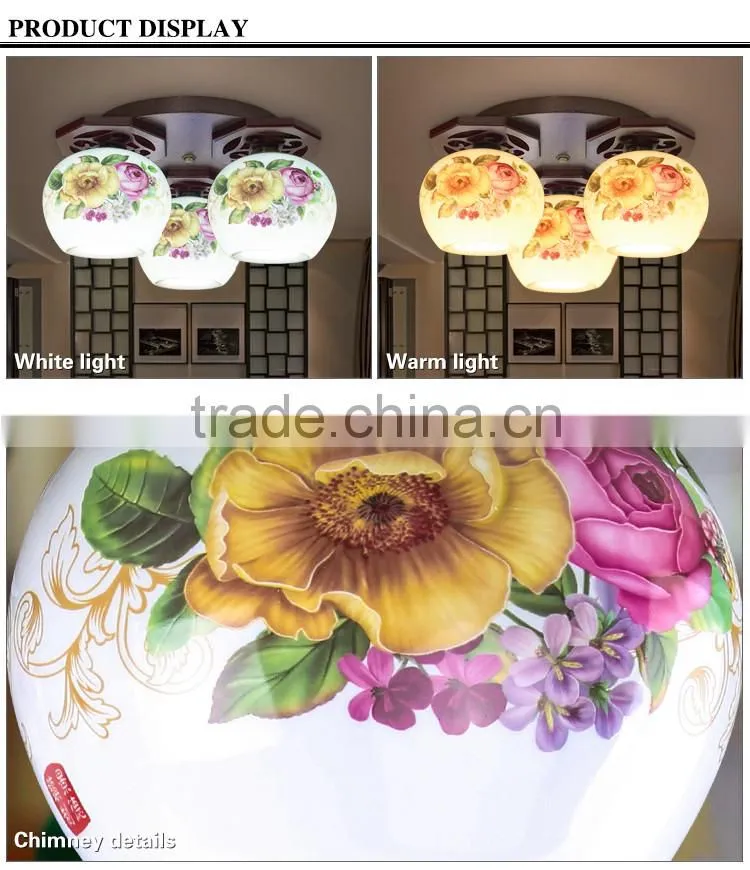 Jingdezhen decal pastel celling light for home led ball light