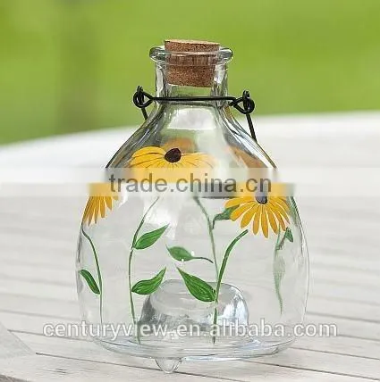 Glass painting flowers wasp trap insect catcher