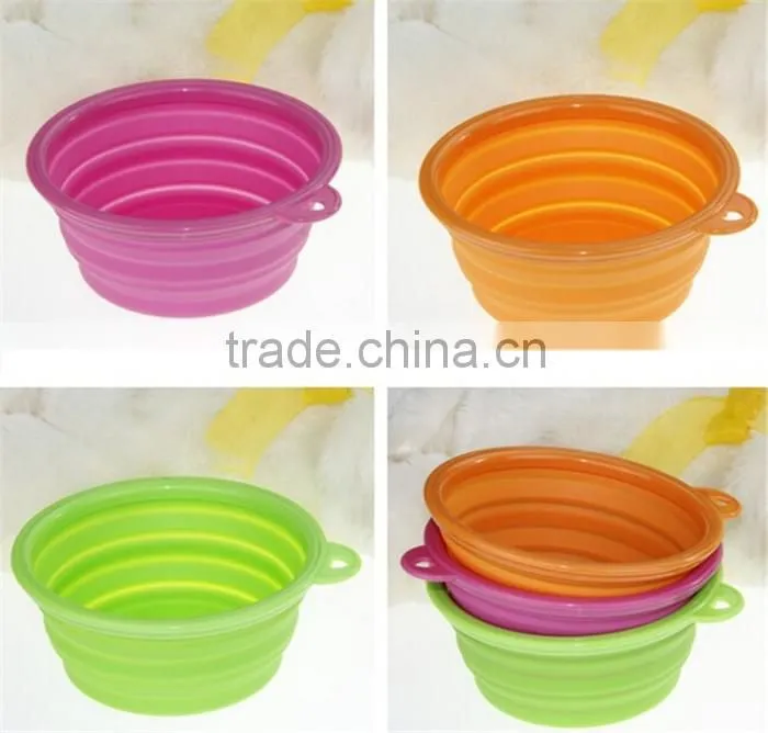 Dog Cat Pet Portable Silicone Collapsible Travel Feeding Bowl Water Dish Feeder