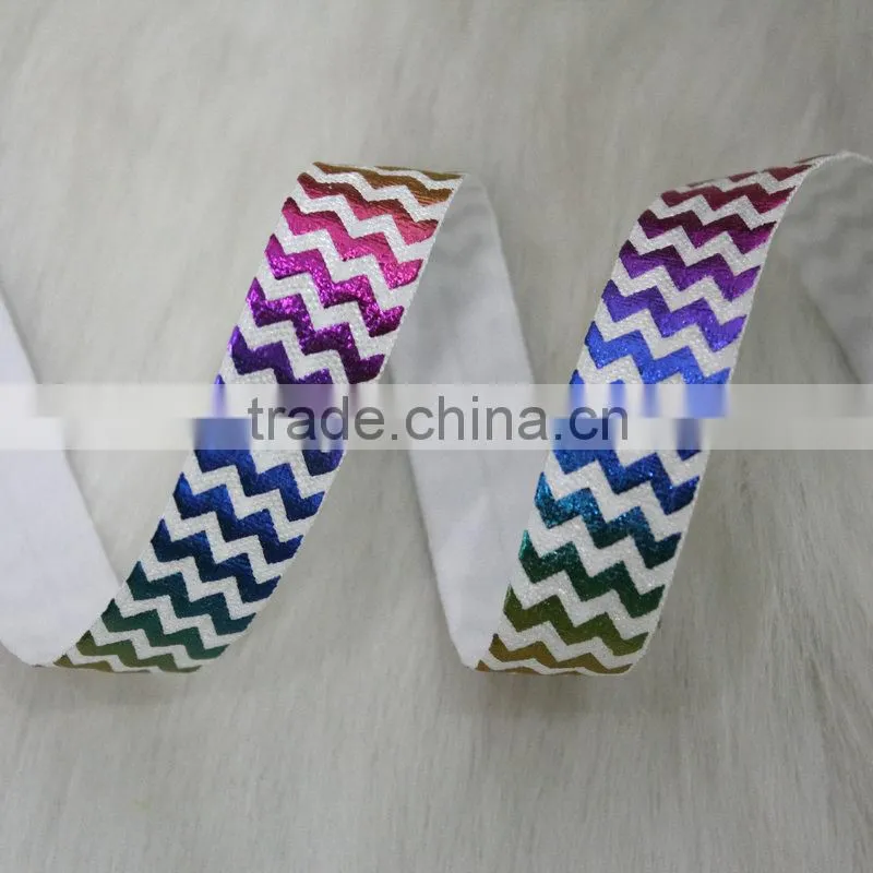Eco-Friendly 5/8" colorful chevron foil printed foe