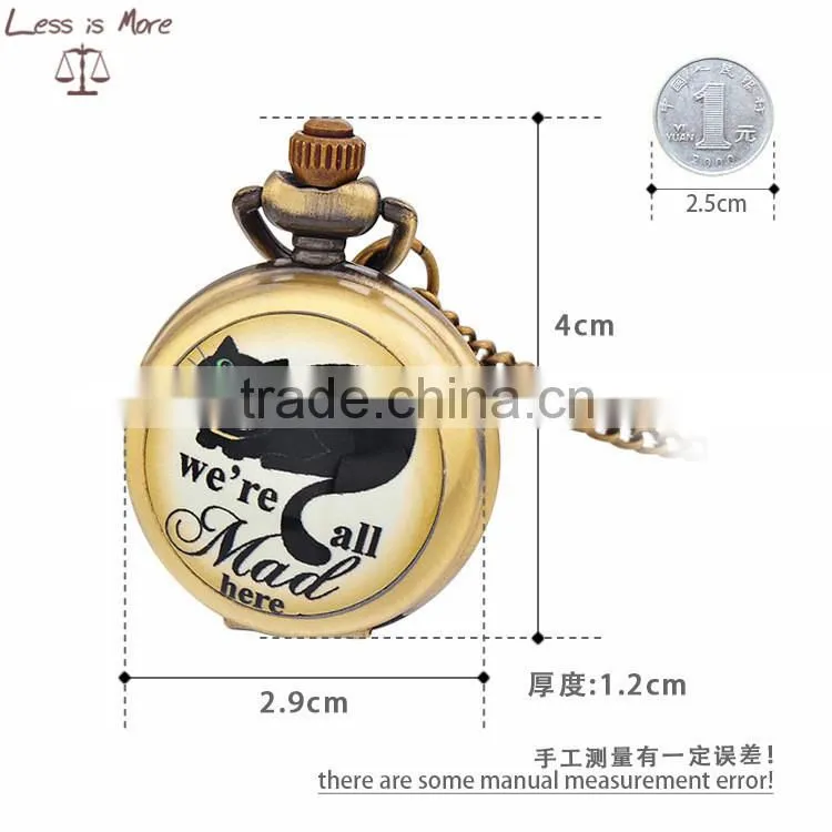 Cartoon animal necklace watch cute kids pocket watch