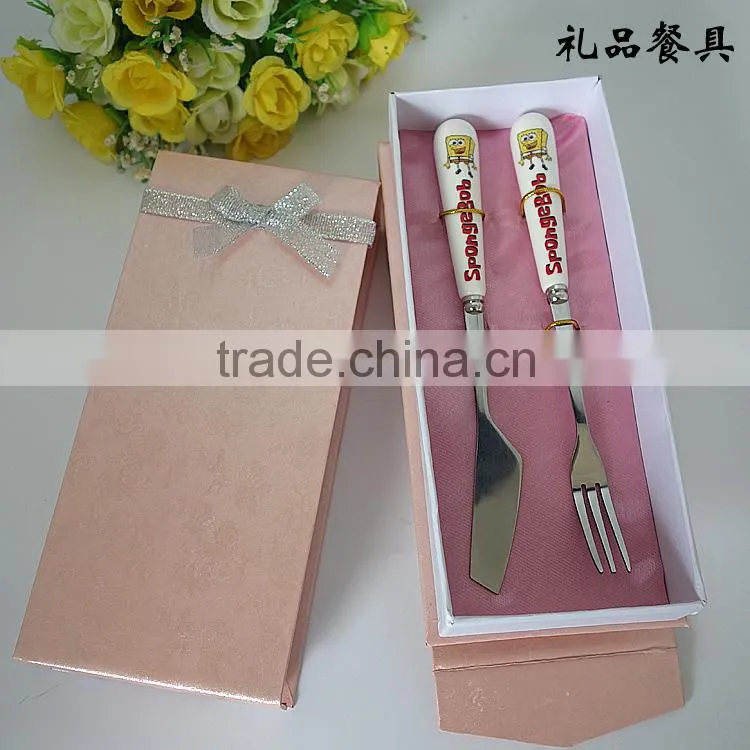 2015 Hot sale small knife and spoon ceramic cutlery set
