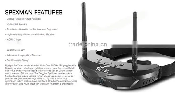 H1918 New Arrival Flysight SPX01 Picture in Picture FPV Goggles with Charger & Battery and Power Supply