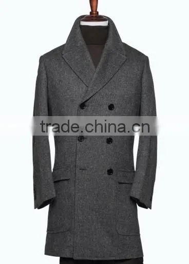 Popular Custom Made Grey Double Breasted Overcoat Men