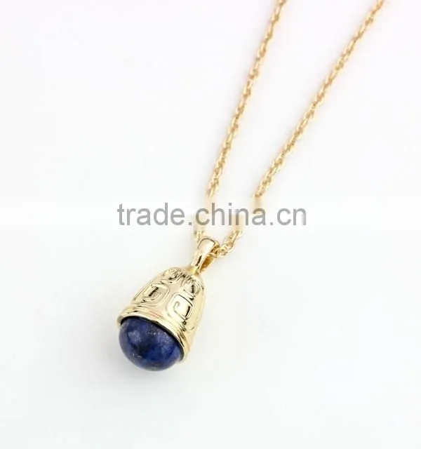 Wholesale African Beads Necklaces Design Small Bell Three Color Clean Nature Stone Jewelry Pendant Necklaces For Women