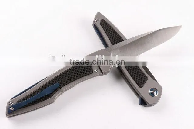 OEM all titanium handle D2 blade folding knives for outdoor