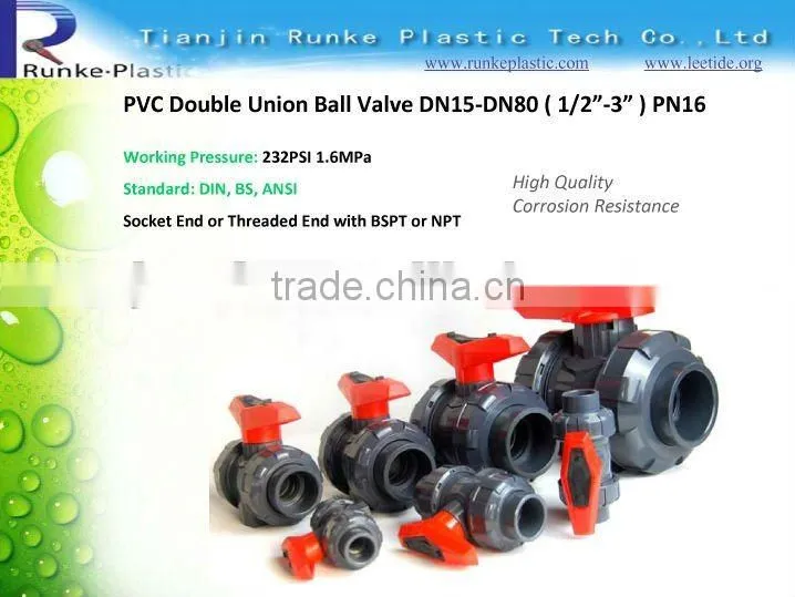 Plastic UPVC Ball Valve DIN ANSI BS JIS Standrard PN16