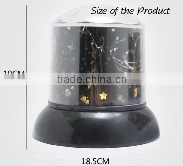 Hot selling New Year Gift Rotating Projection Light LED Change colors Projector Night Light with 4 pcs Batteries or USB Line