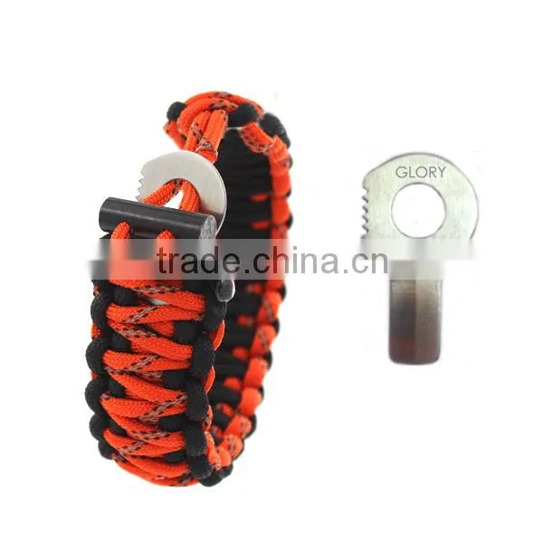 new reflective paracord bracelet with fire starter and compass