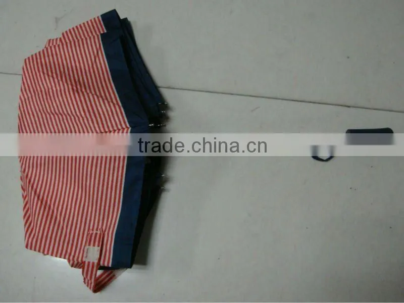 3 folding stripe auto open and close windproof umbrella with should bag