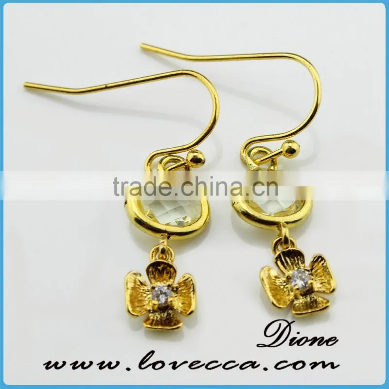 Drop shape stud earrings green colored glass stone earring for gift