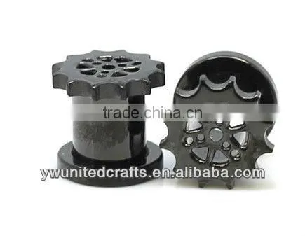 Sprocket Blackline Screw Fit Flesh Tunnels Ear Gauge Plugs