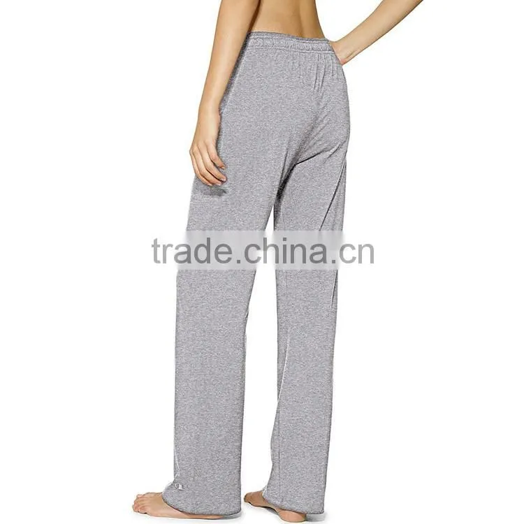 OEM service flat braid grey high waist elasticted loose fit women sports long pants