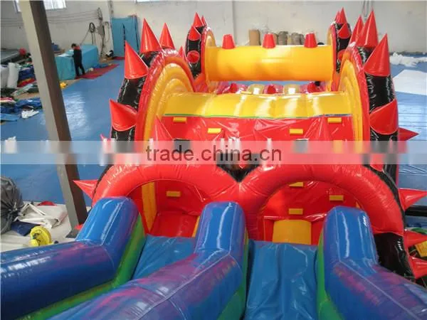 Inflatable bouncy castle with water slide