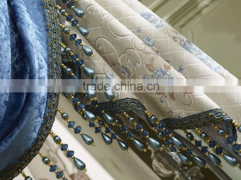 New curtain design 2016 !100% polyester luxury jacquard fabric valance macrame drapery curtain