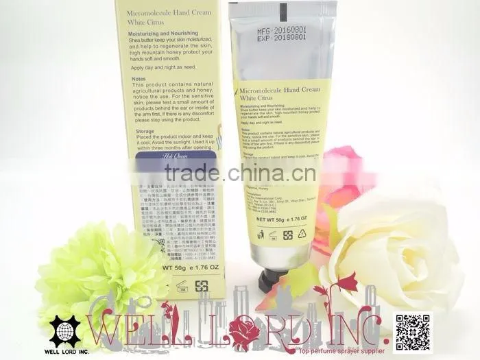 Cute lady fashion 50g hand cream silver tube with classic cap